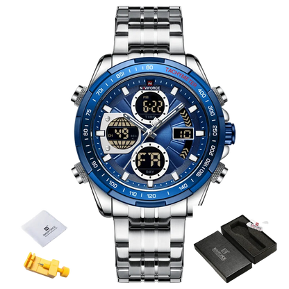Naviforce watch with blue face and silver band