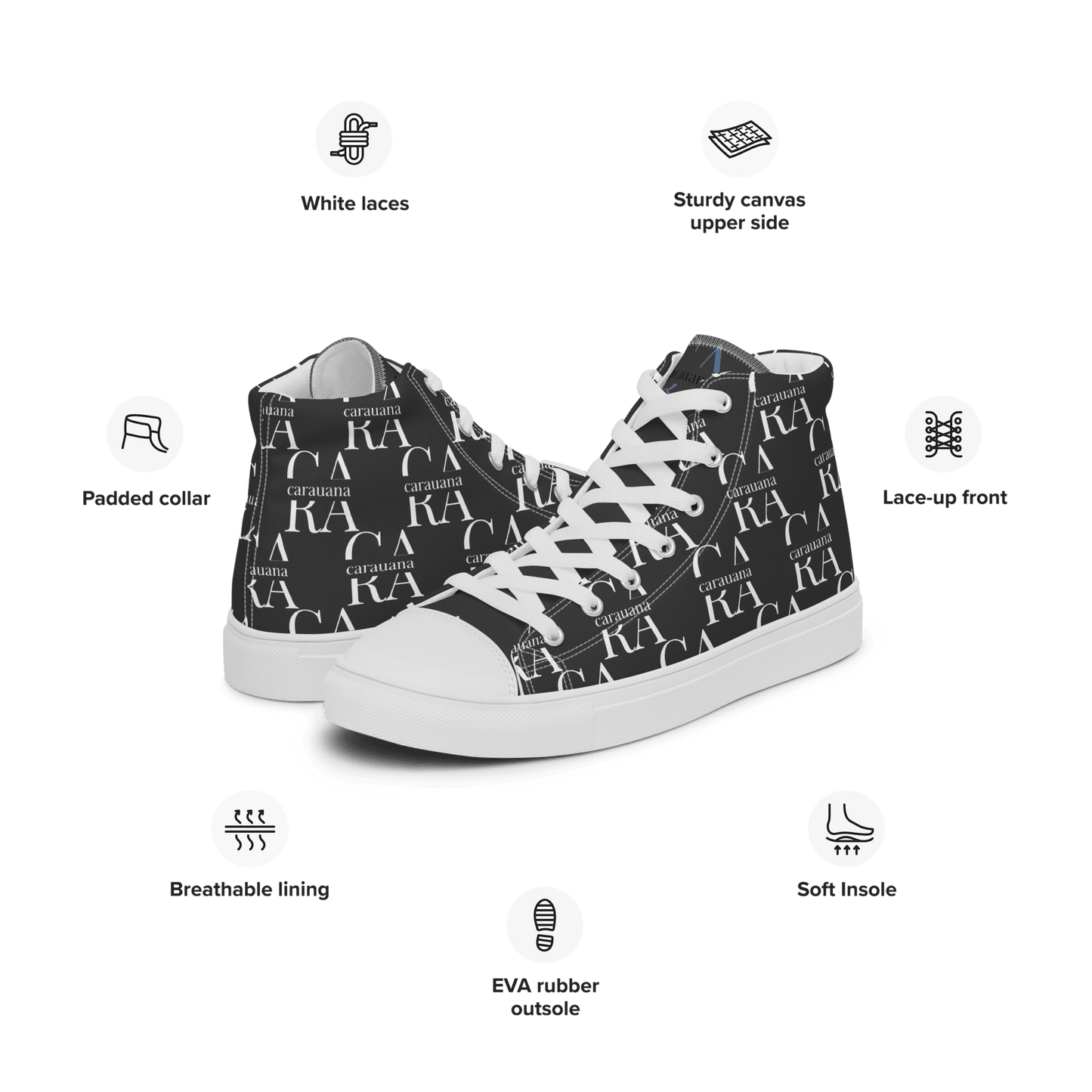 CARAUANA Hip Hop canvas shoes black Branded Carauana Store