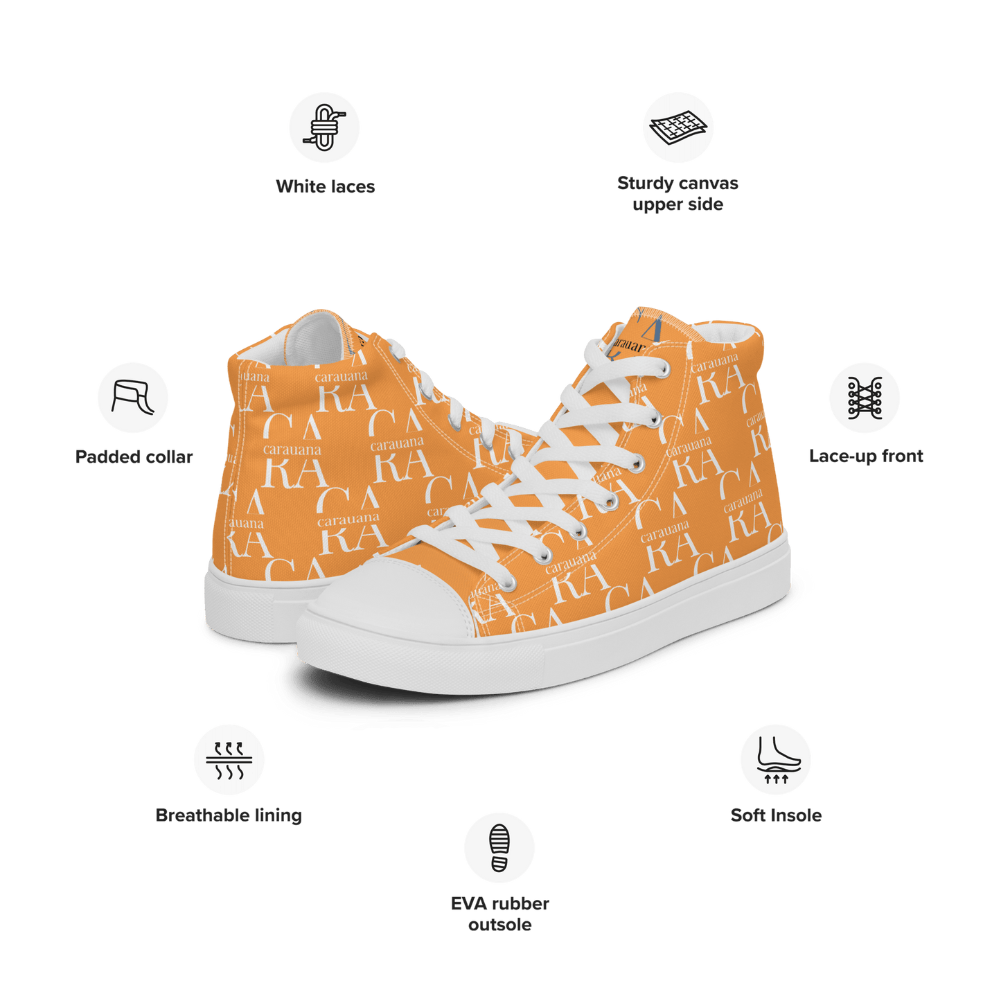 CARAUANA Hip Hop canvas shoes Orange Branded Carauana Store
