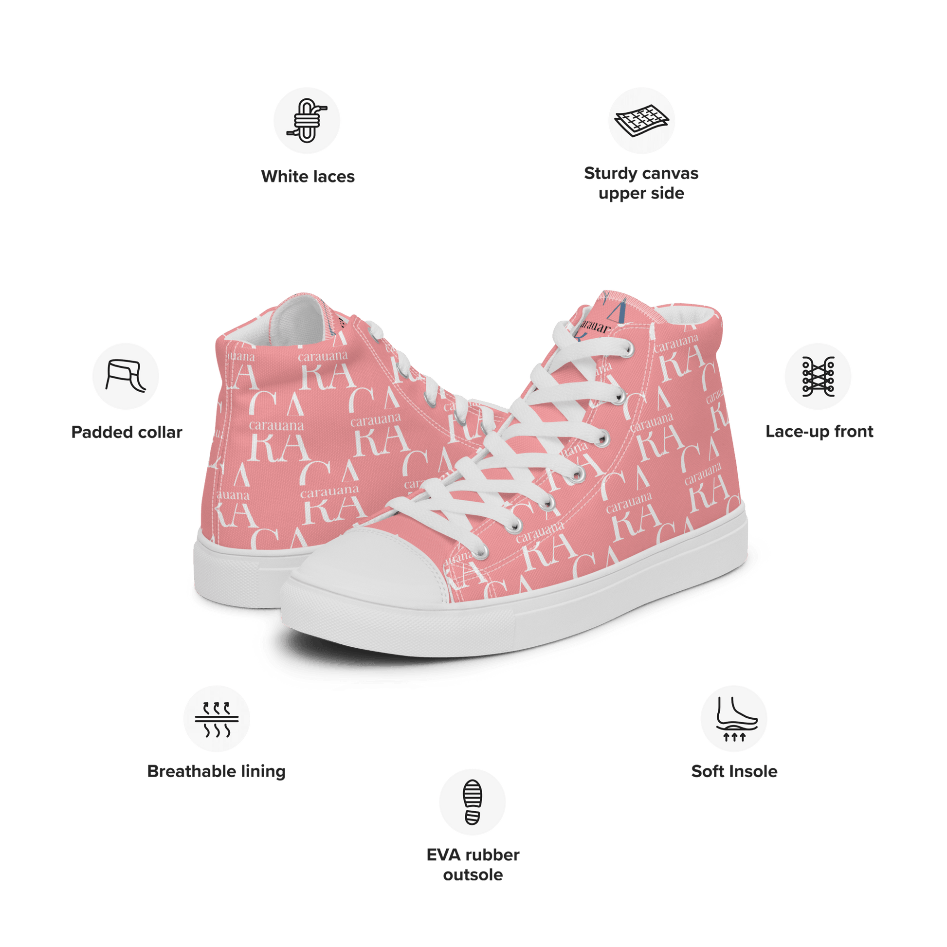 CARAUANA Hip Hop canvas shoes Pink Branded Carauana Store