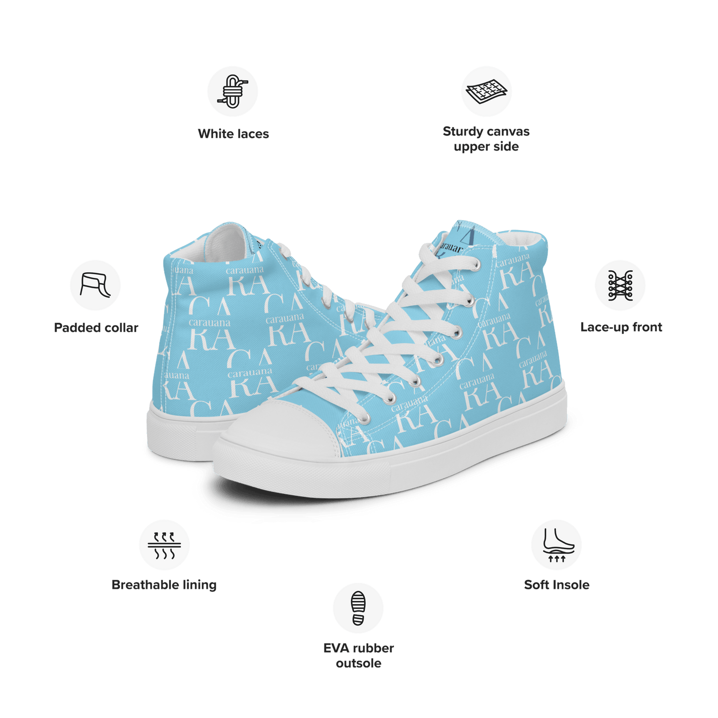 CARAUANA Hip Hop canvas shoes sky blue Branded Carauana Store