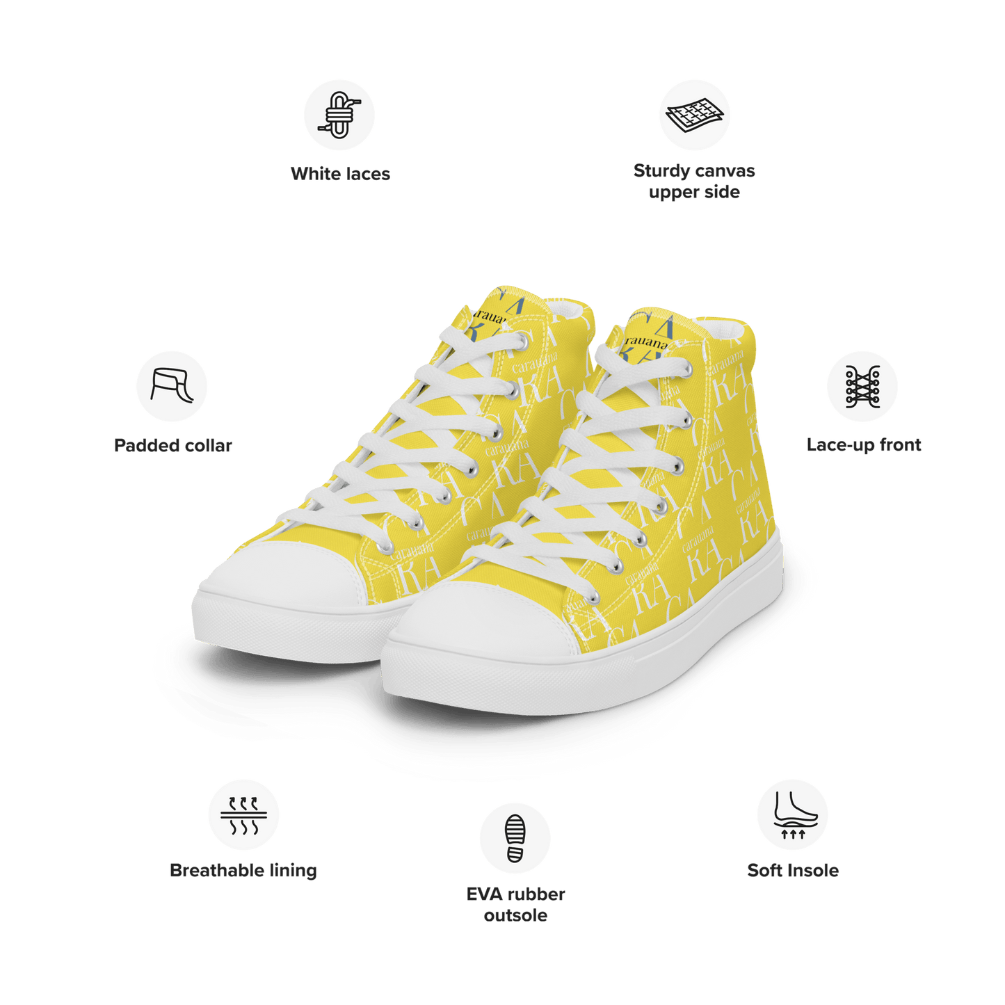 CARAUANA Hip Hop canvas shoes Yellow Branded Carauana Store