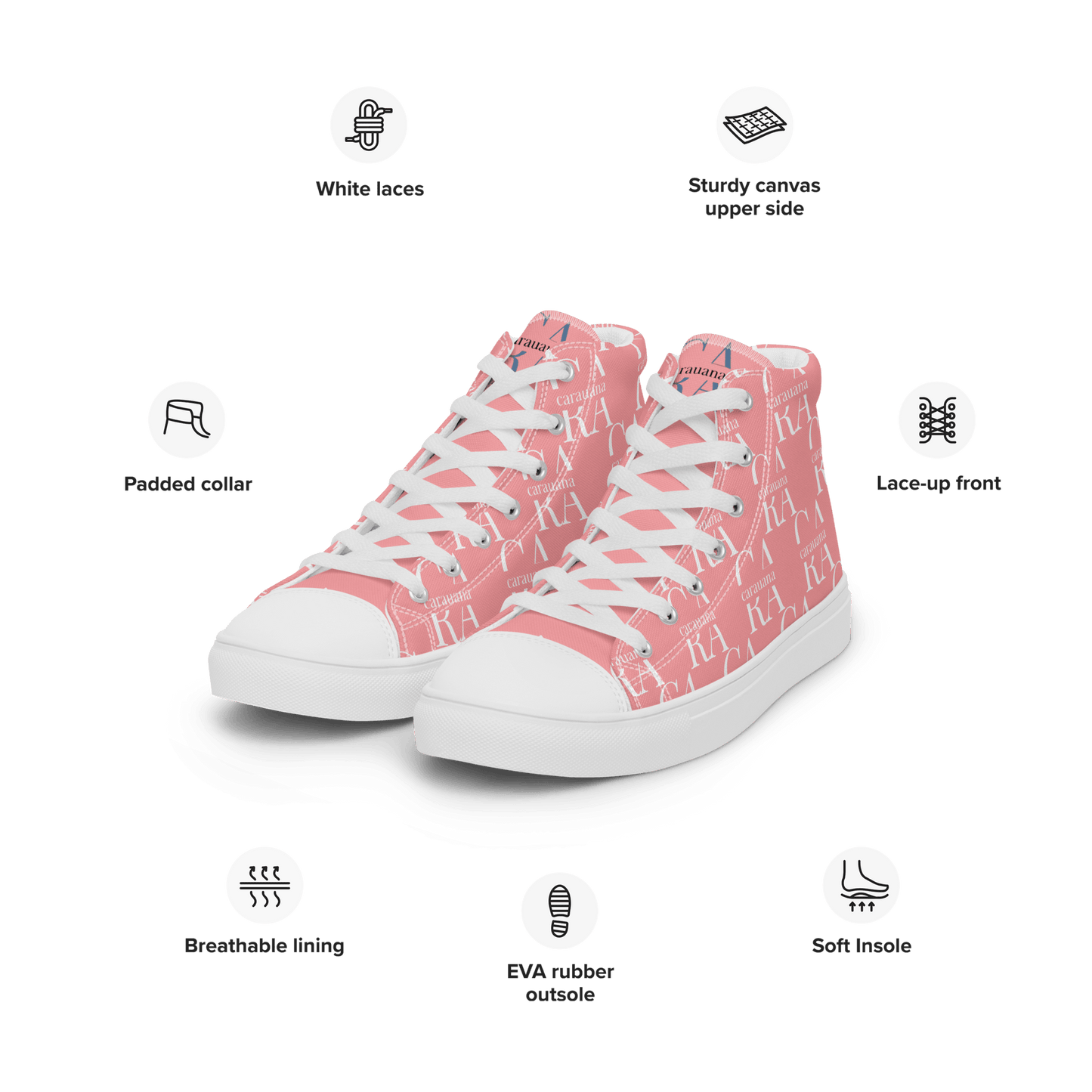 CARAUANA Hip Hop canvas shoes Pink Branded Carauana Store